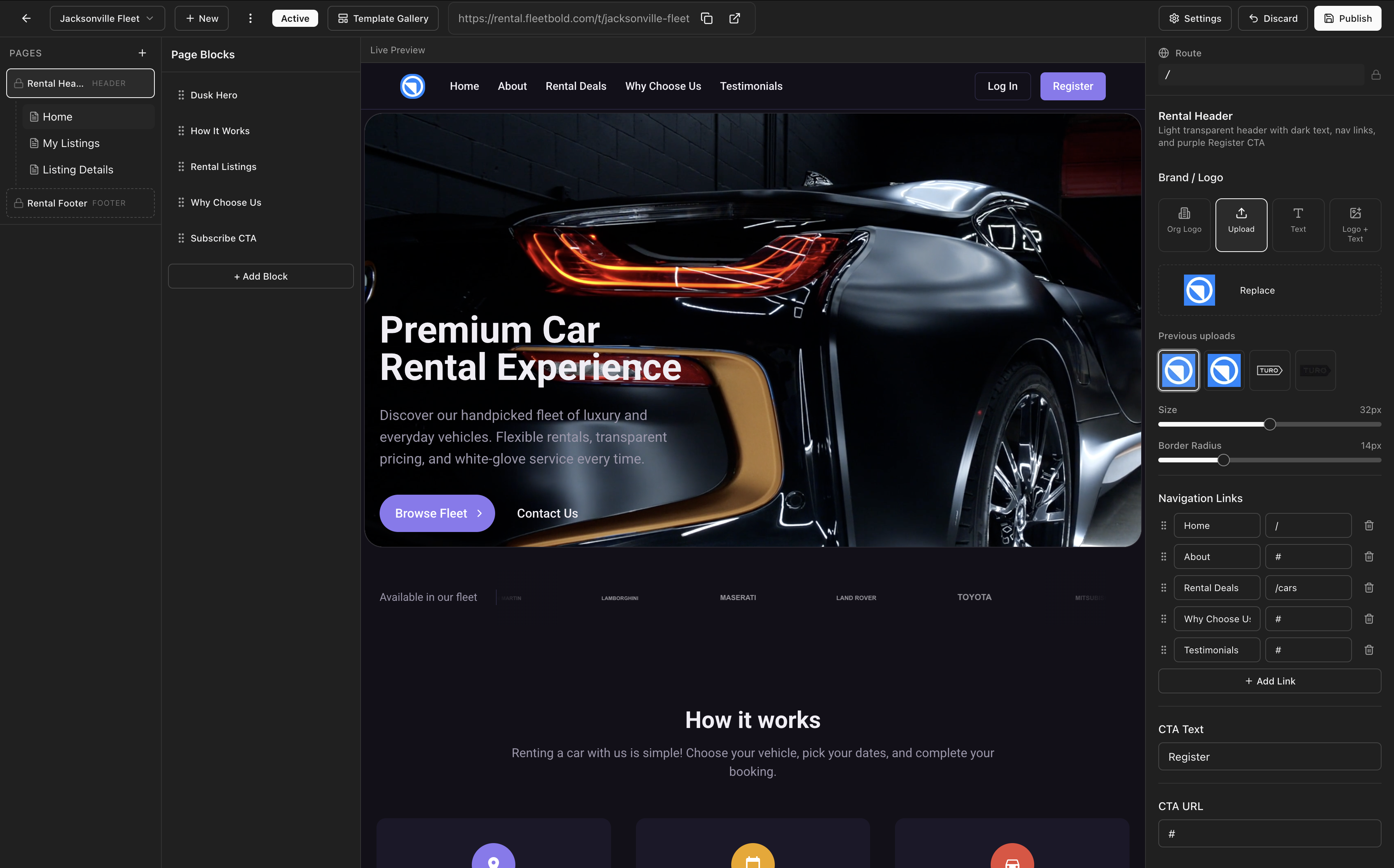 FleetBold website builder
